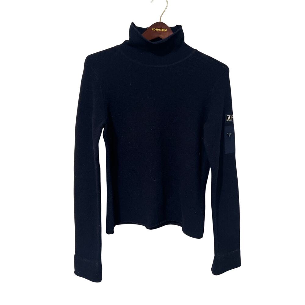 Abercrombie Navy Blue Wool Blend Mock Utility Sweater, Size Medium, KB378